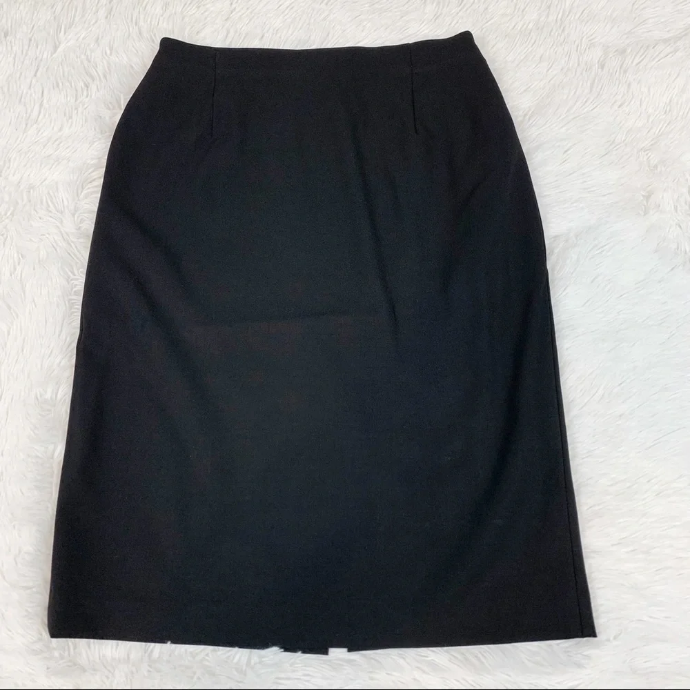 Piazza Sempione Made in Italy Wool Blend Black Pencil‎  Skirt Solid Workwear